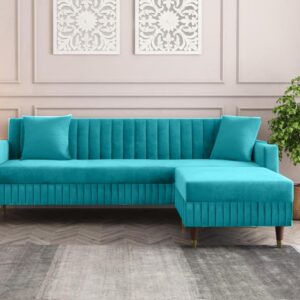 5 Seater L Shape Sofa in Blue Colour