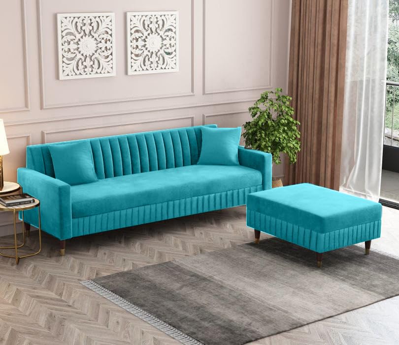 5 Seater L Shape Sofa in Blue Colour - Image 2