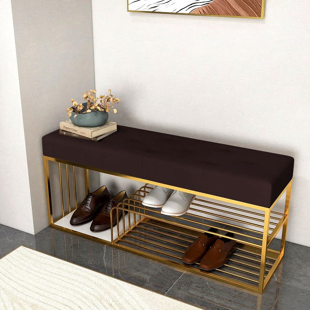 Fabric Bench with Shoe Rack in Black Colour - Image 7