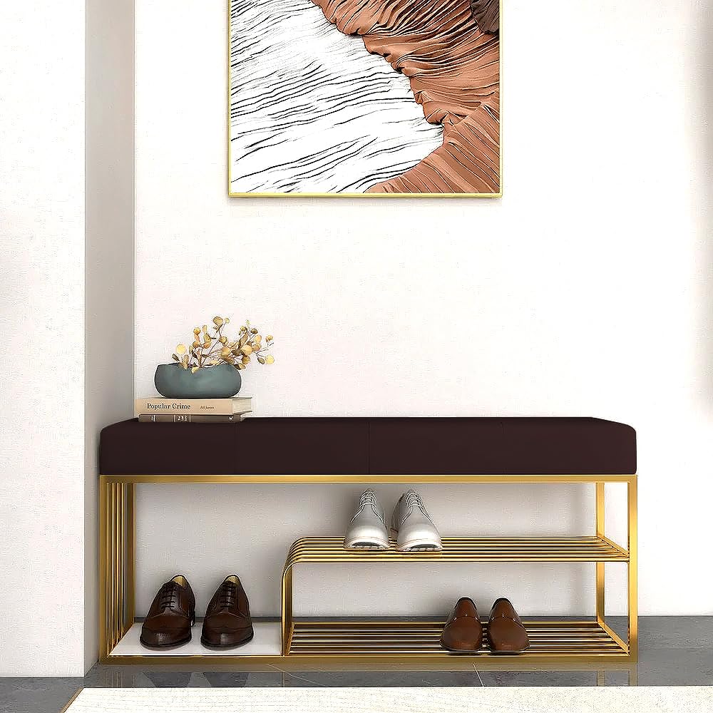 Fabric Bench with Shoe Rack in Black Colour - Image 3