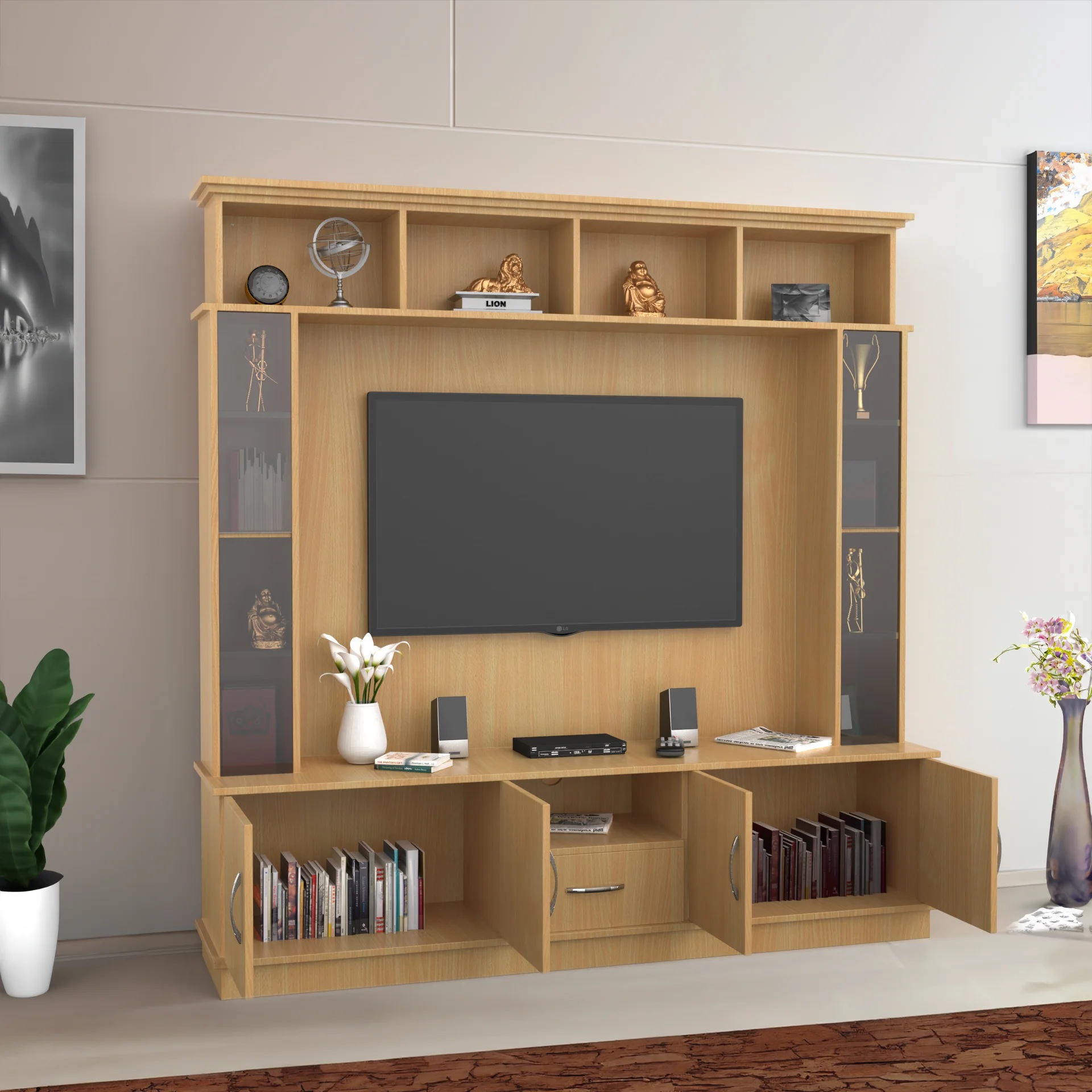 Wood T.V. Unit in Light Brown Colour - Image 2