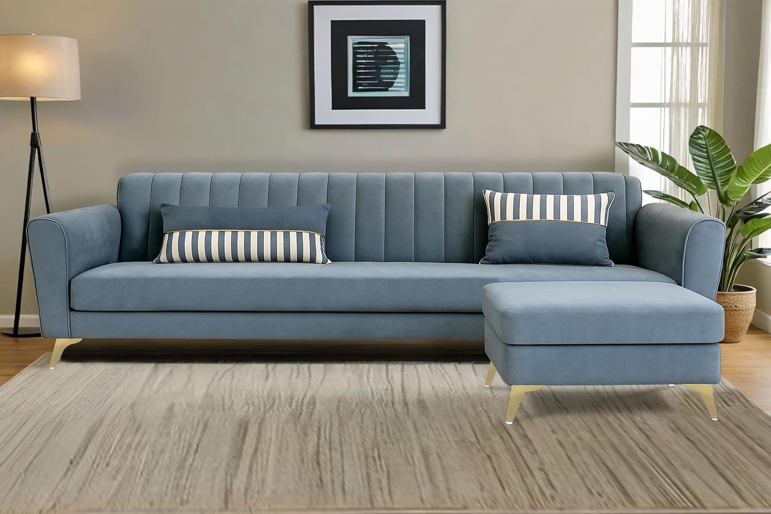 5 Seater L Shape Sofa in Grey Colour
