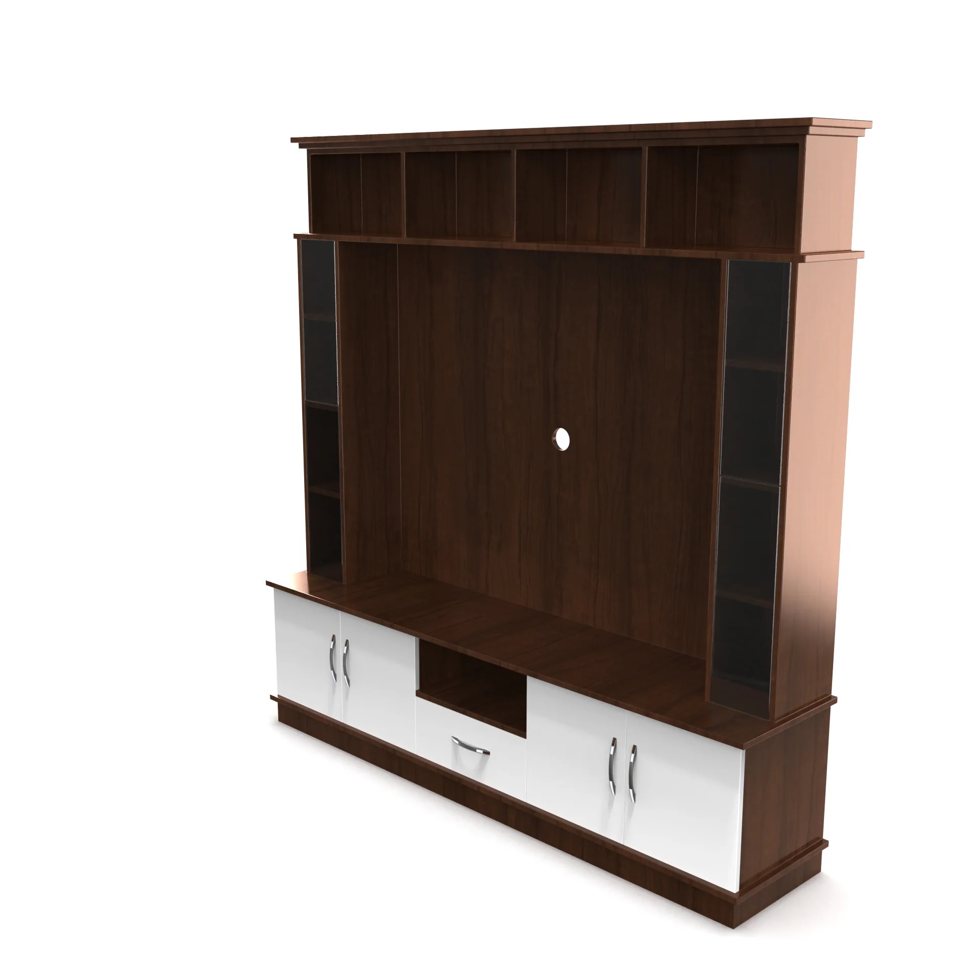 Wood T.V. Unit in Brown and White Colour - Image 3