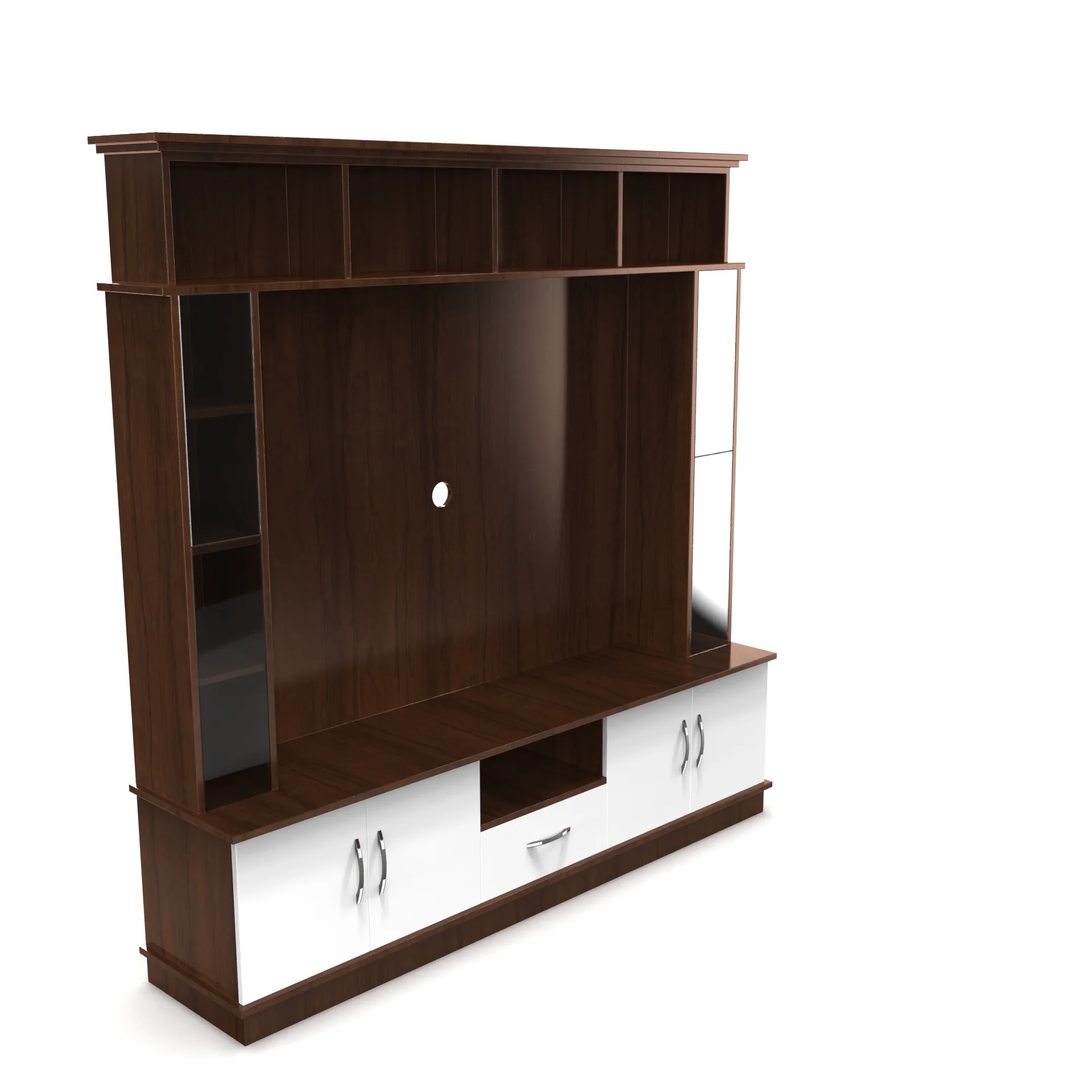 Wood T.V. Unit in Brown and White Colour - Image 6
