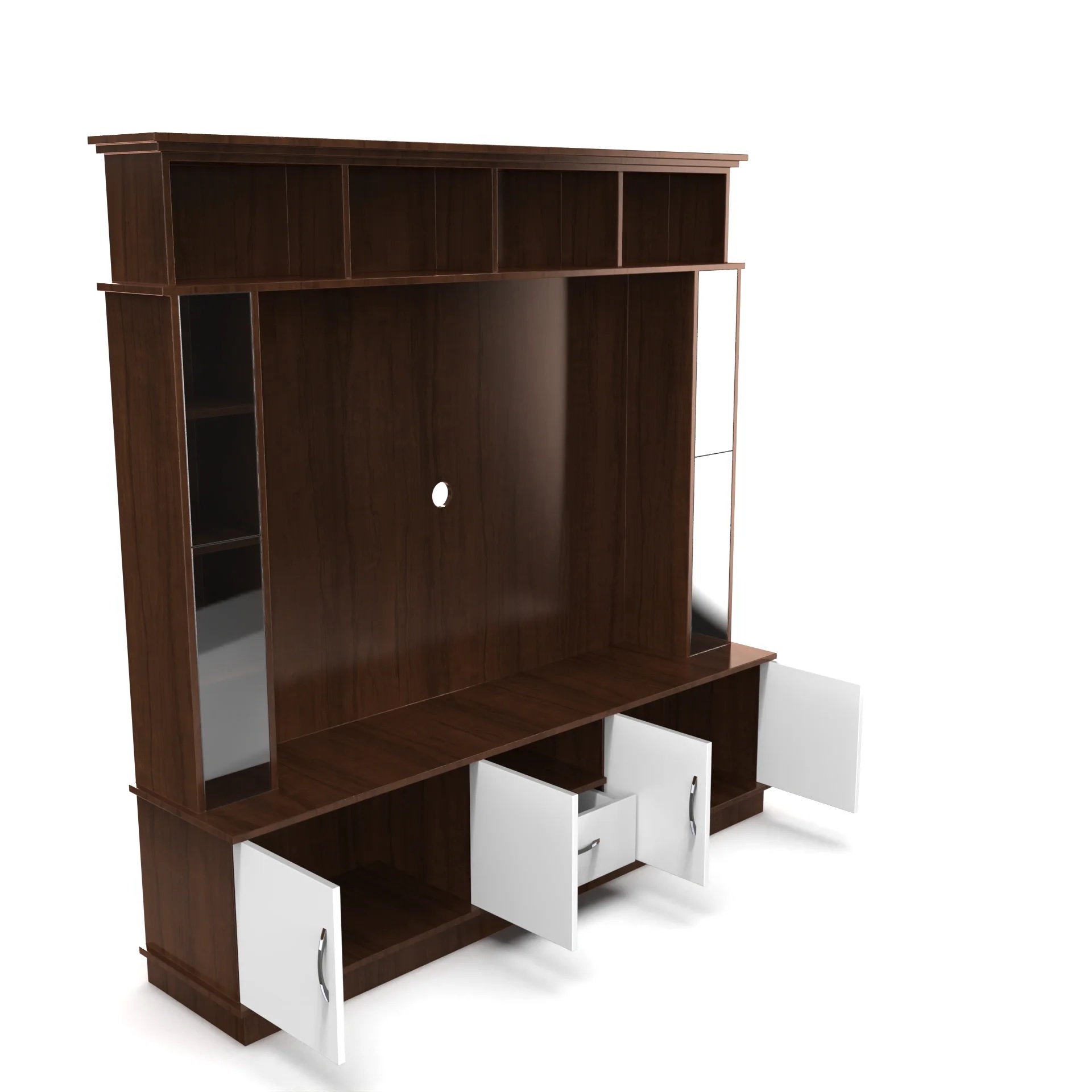 Wood T.V. Unit in Brown and White Colour - Image 7