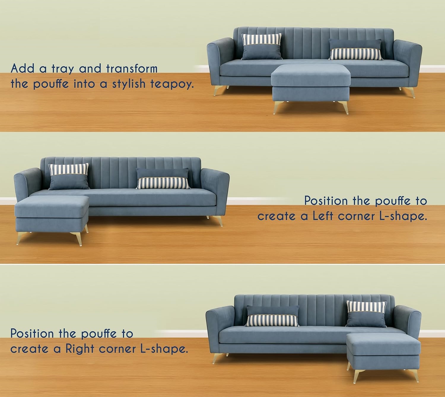 5 Seater L Shape Sofa in Grey Colour - Image 3