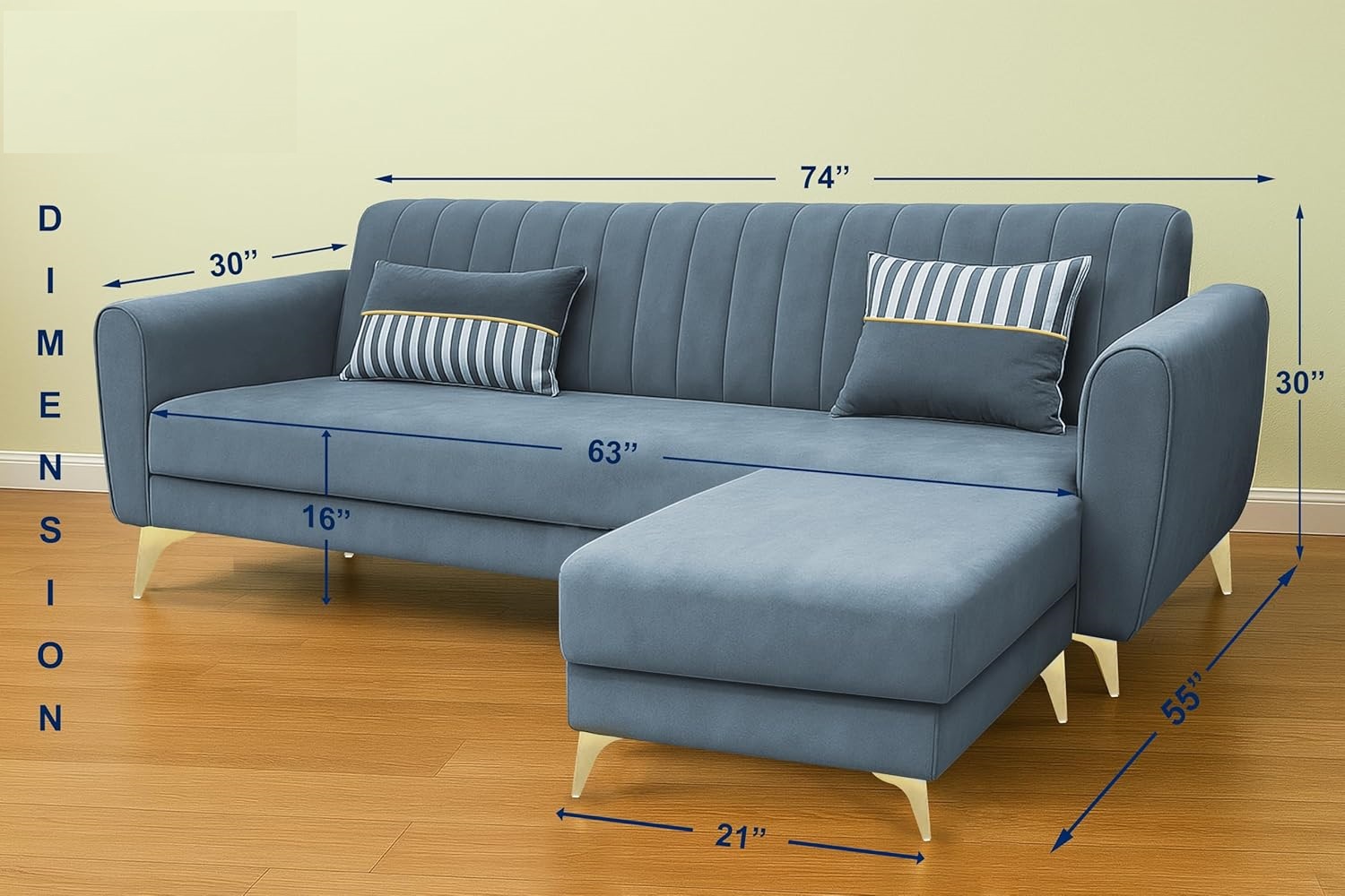 5 Seater L Shape Sofa in Grey Colour - Image 9