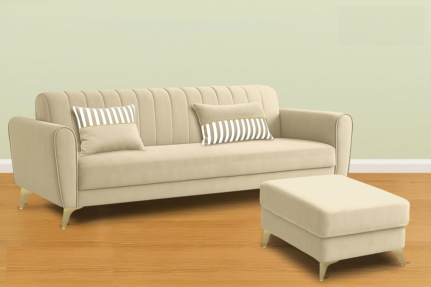 5 Seater L Shape Sofa in Beige Colour - Image 2