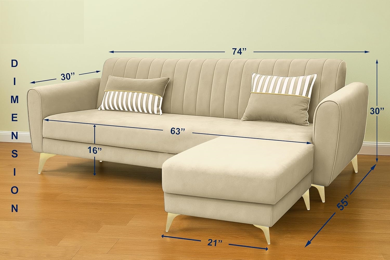 5 Seater L Shape Sofa in Beige Colour - Image 9