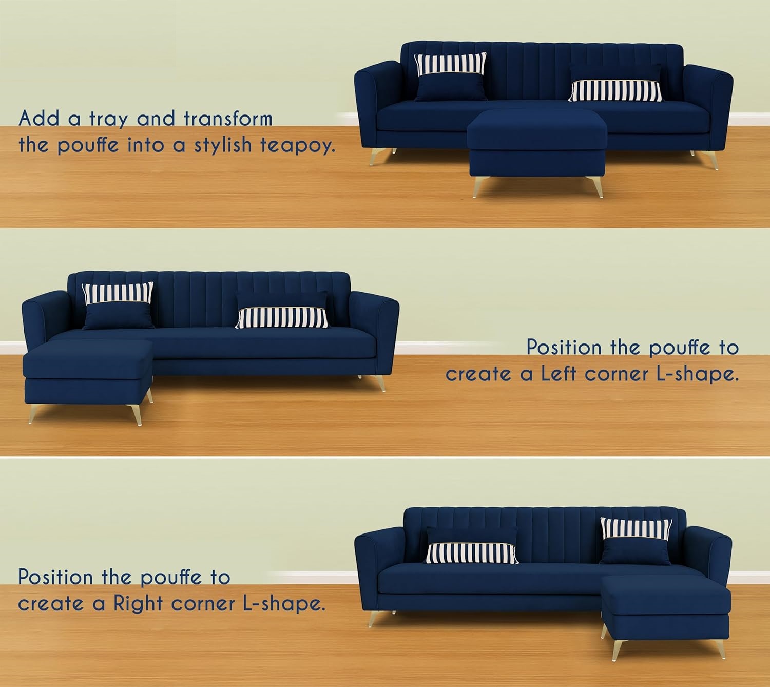 5 Seater L Shape Sofa in Purple Colour - Image 3