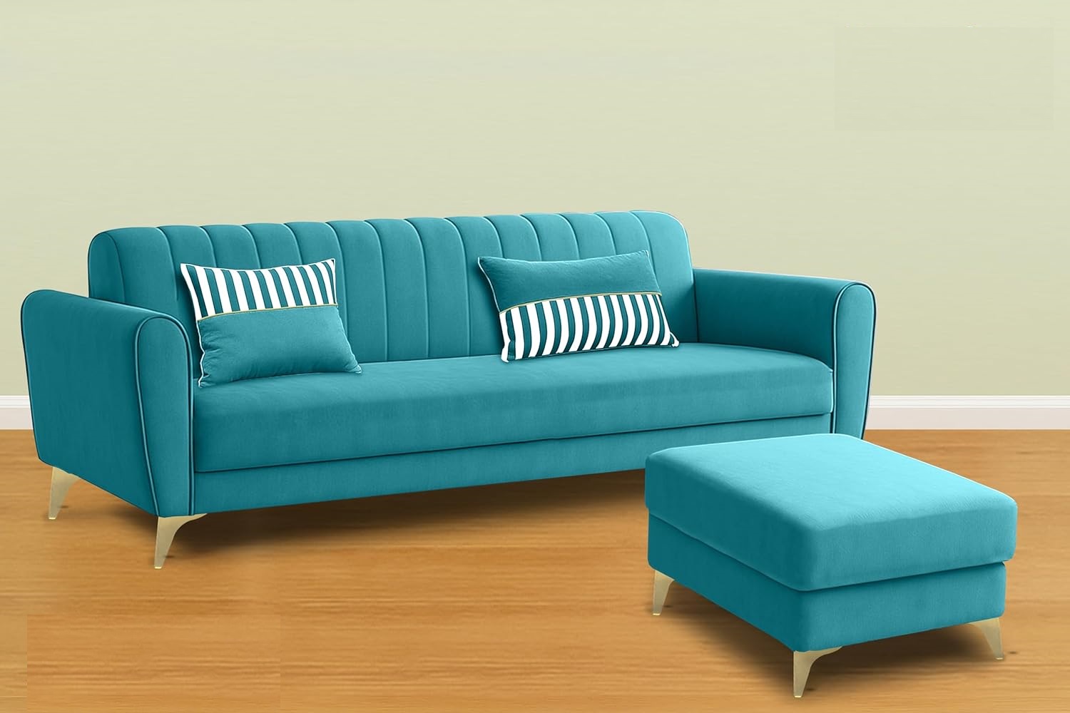 5 Seater L Shape Sofa in Blue Colour - Image 2