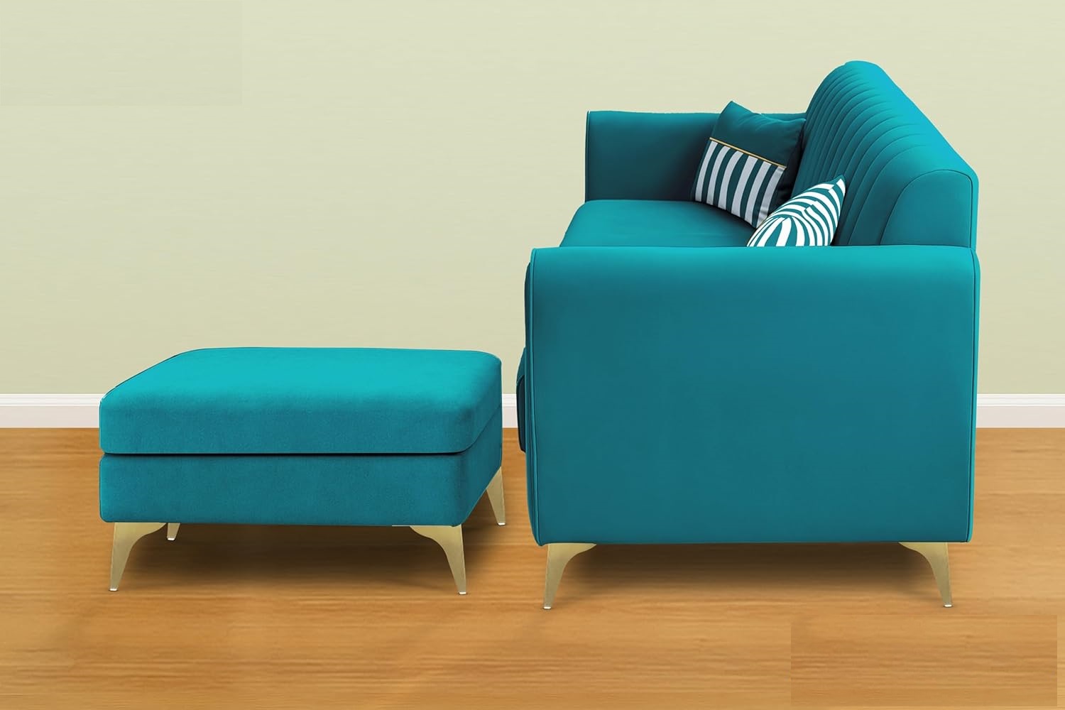 5 Seater L Shape Sofa in Blue Colour - Image 8