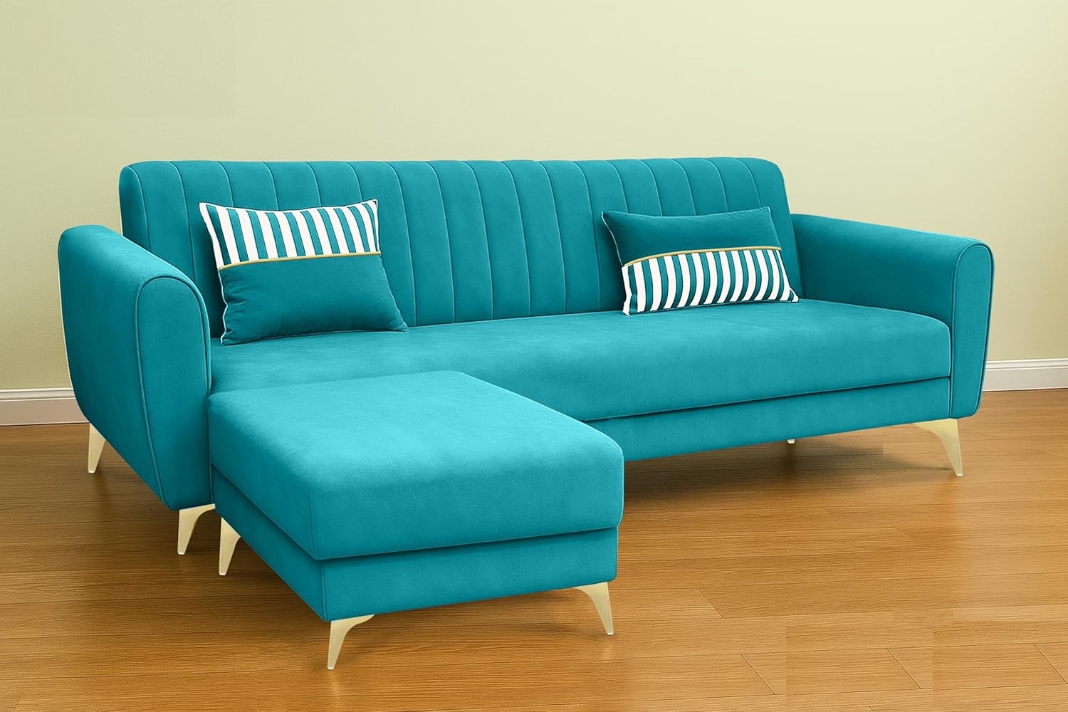5 Seater L Shape Sofa in Blue Colour - Image 7