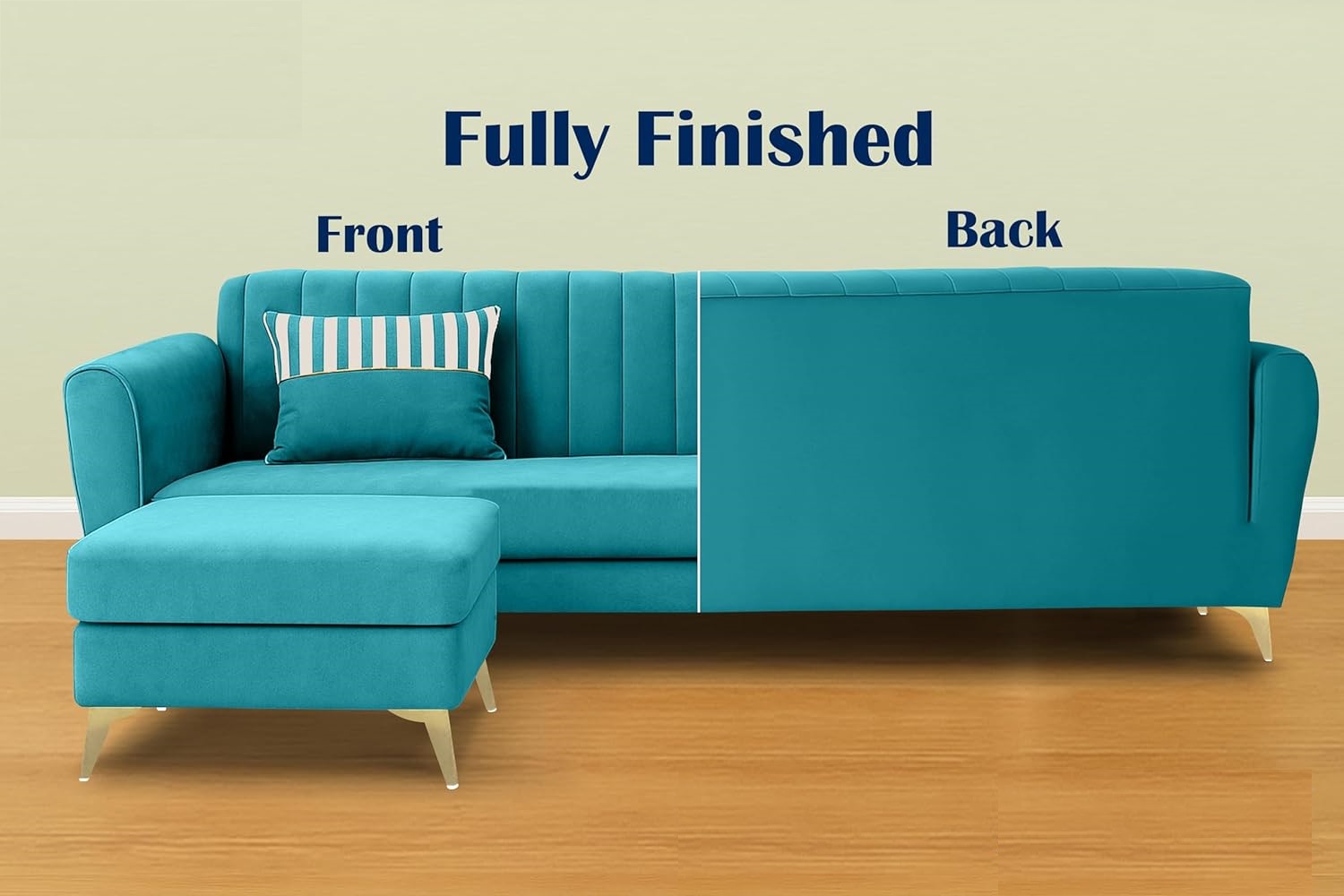 5 Seater L Shape Sofa in Blue Colour - Image 6