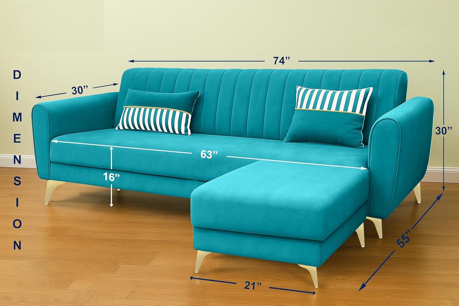 5 Seater L Shape Sofa in Blue Colour - Image 9