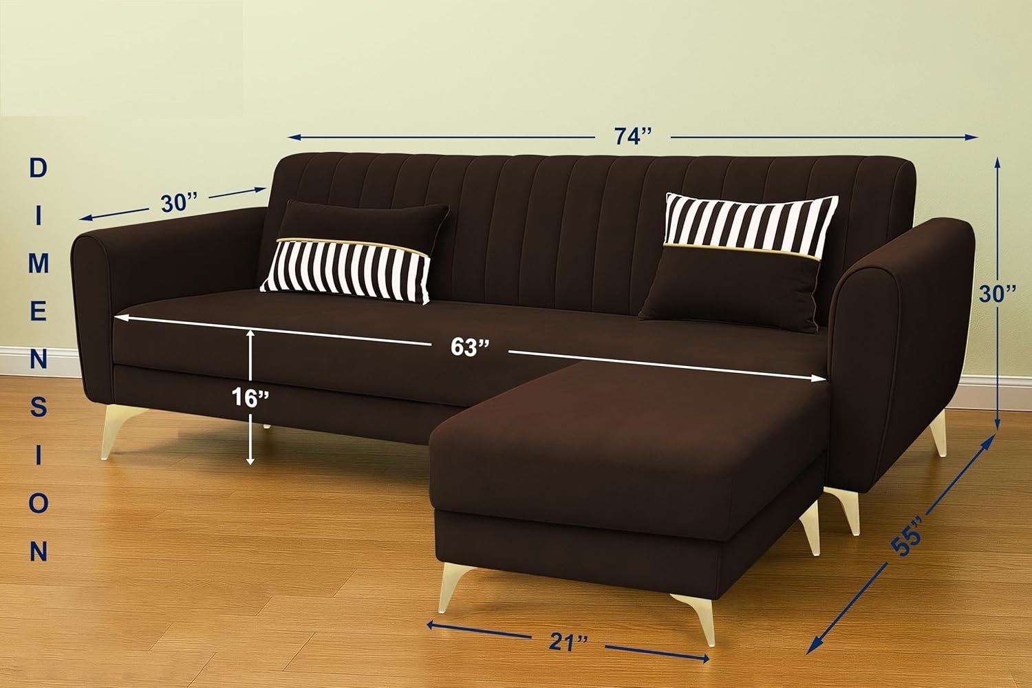 5 Seater L Shape Sofa in Brown Colour - Image 9