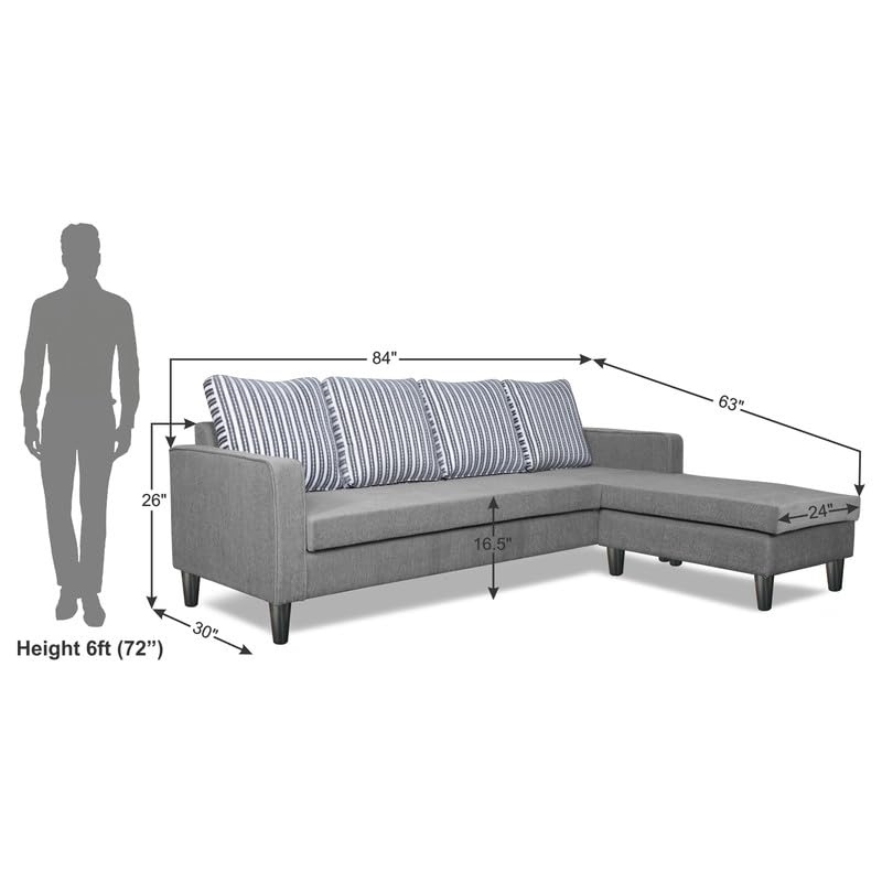 4 Seater L Shape Sofa in Grey Colour - Image 6