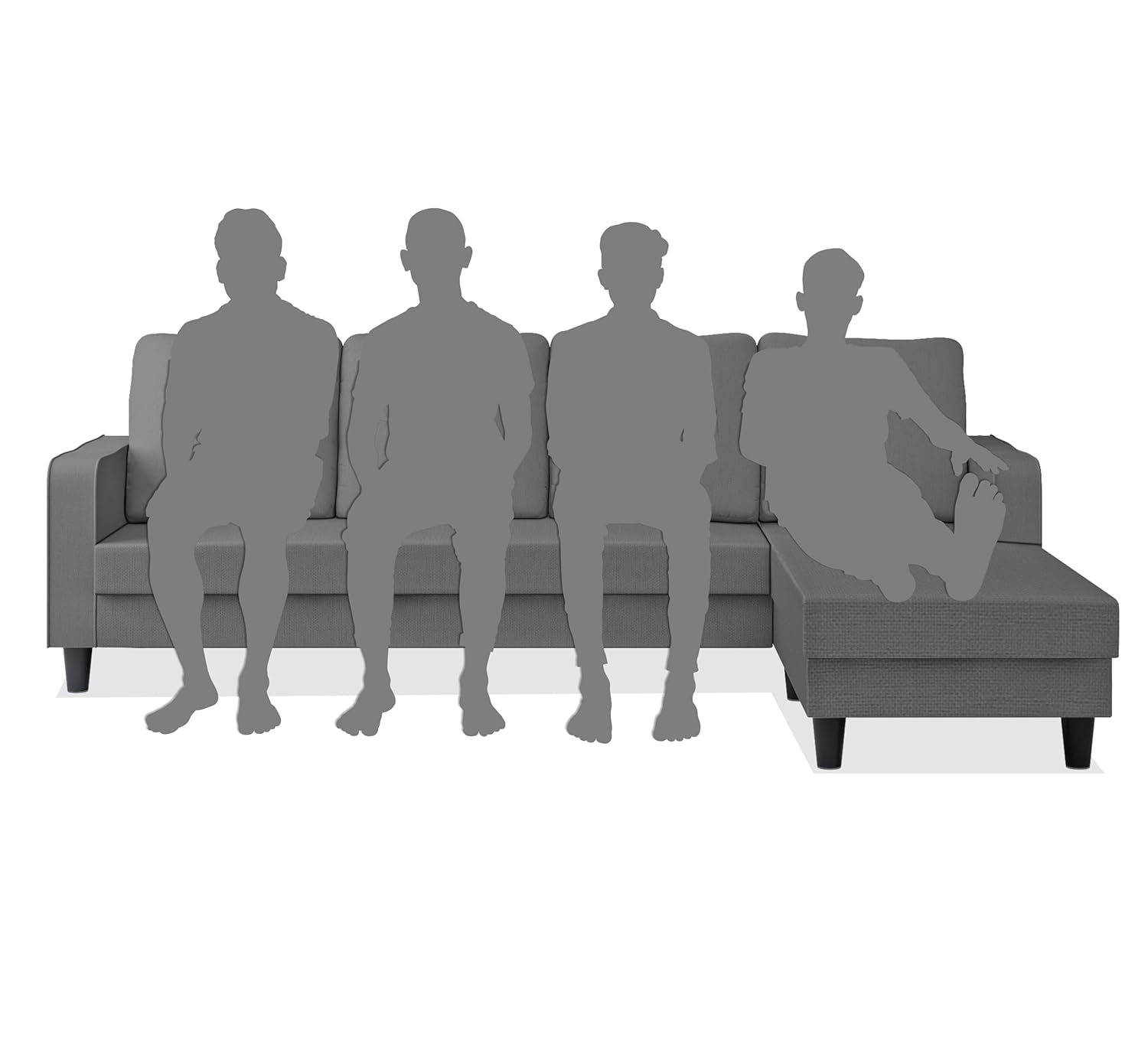 4 Seater L Shape Sofa in Grey Colour - Image 2