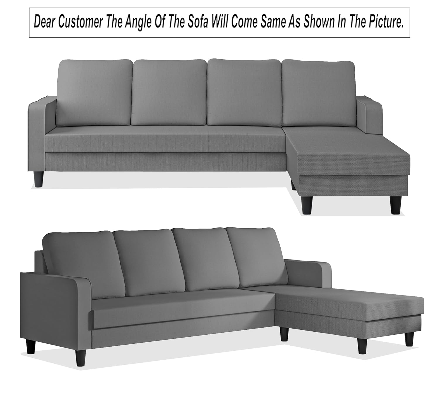 4 Seater L Shape Sofa in Grey Colour - Image 3
