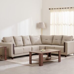 7 Seater L Shape Sofa in Beige Colour
