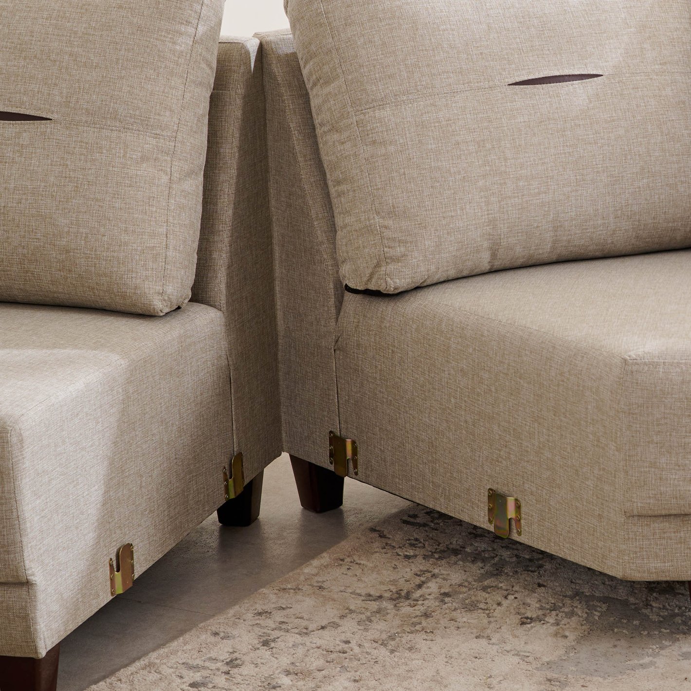 7 Seater L Shape Sofa in Beige Colour - Image 10