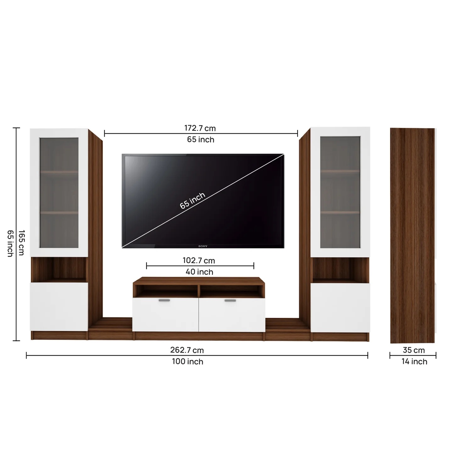 Wood T.V. Unit in Brown and White Colour - Image 5
