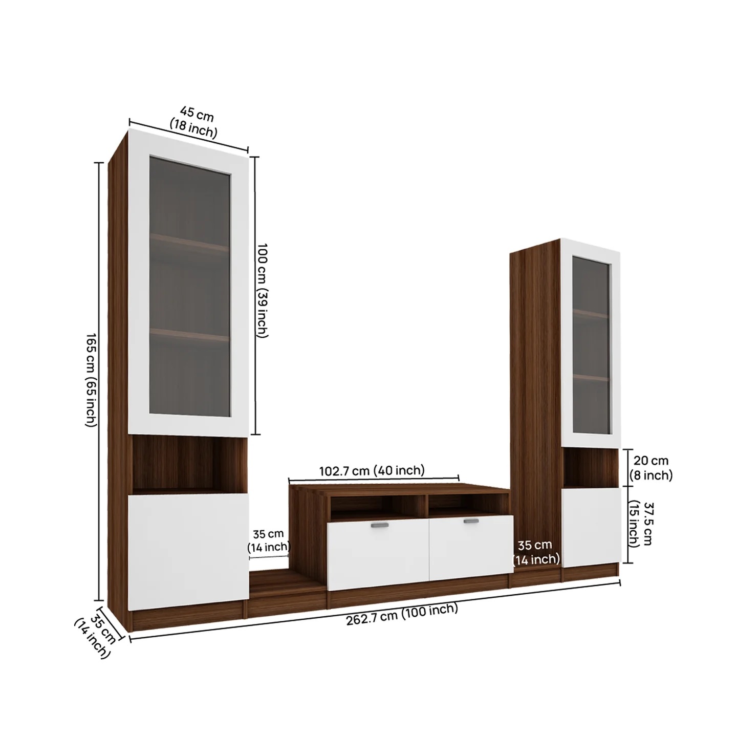 Wood T.V. Unit in Brown and White Colour - Image 6
