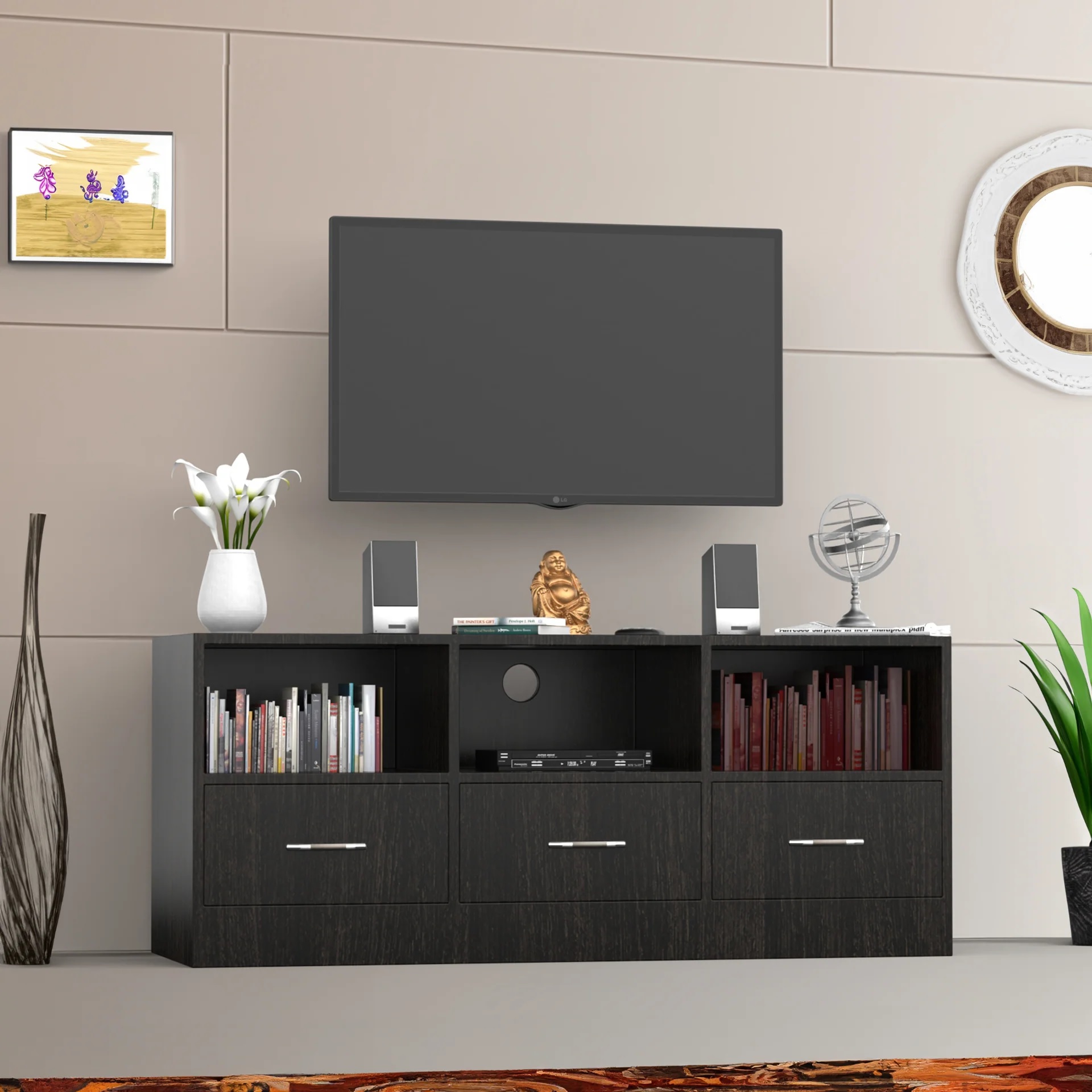 Wood T.V. Unit in Dark Brown Colour