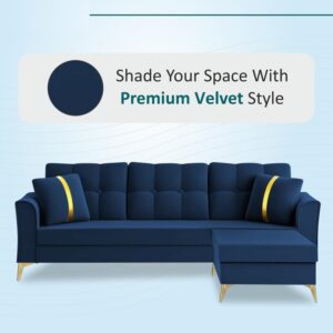 3 Seater L Shape Sofa in Blue Colour