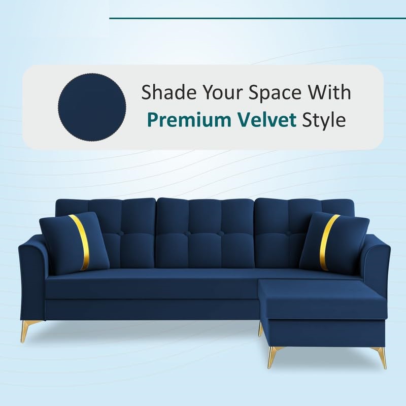 3 Seater L Shape Sofa in Blue Colour - Image 2