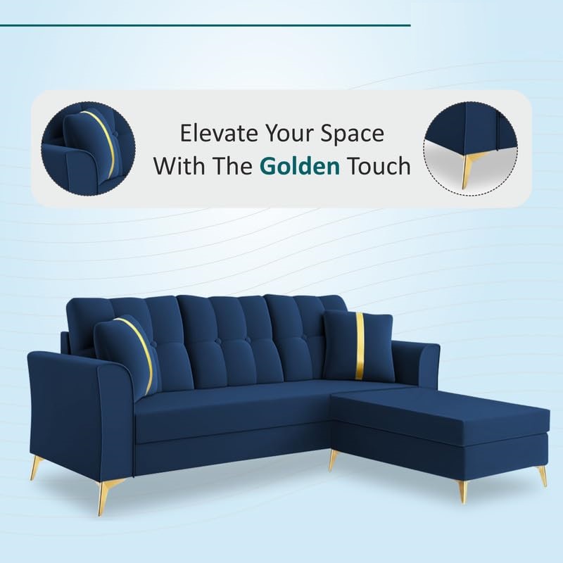 3 Seater L Shape Sofa in Blue Colour - Image 7