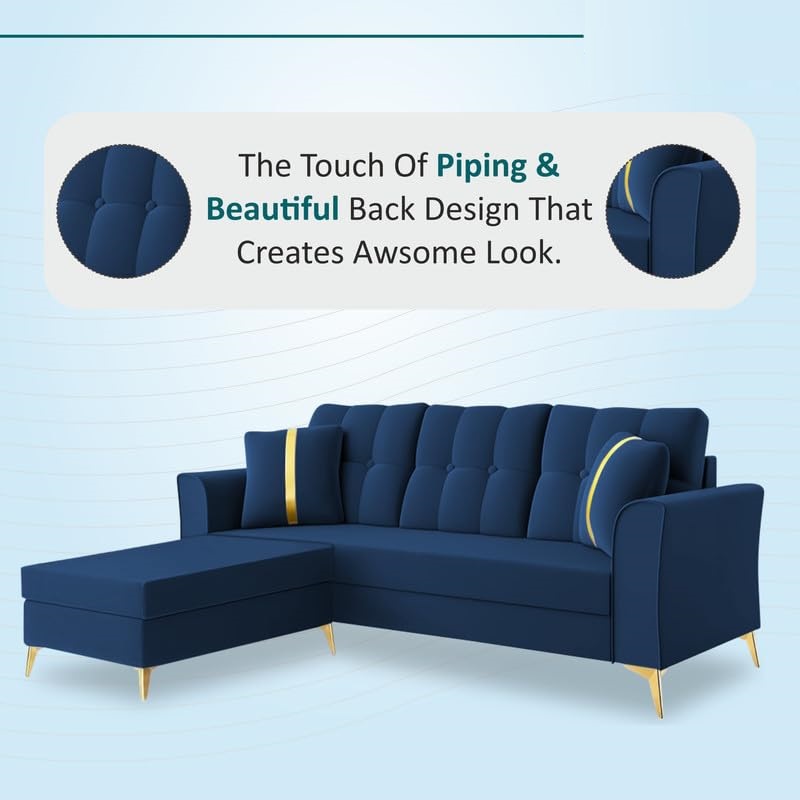 3 Seater L Shape Sofa in Blue Colour - Image 6