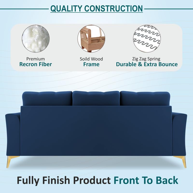 3 Seater L Shape Sofa in Blue Colour - Image 5
