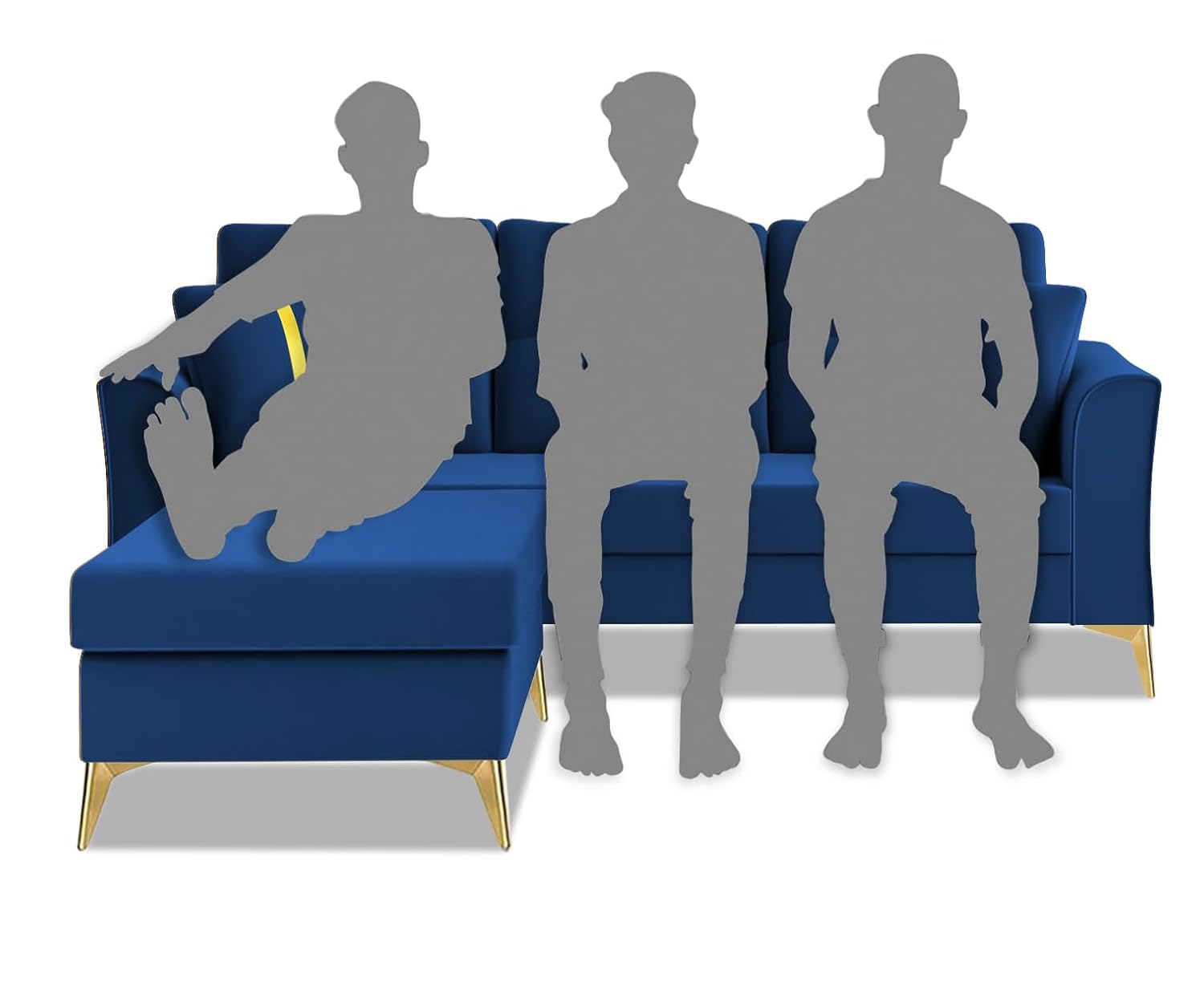 3 Seater L Shape Sofa in Blue Colour - Image 3