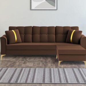 3 Seater L Shape Sofa in Brown Colour