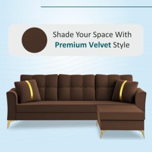 3 Seater L Shape Sofa in Brown Colour