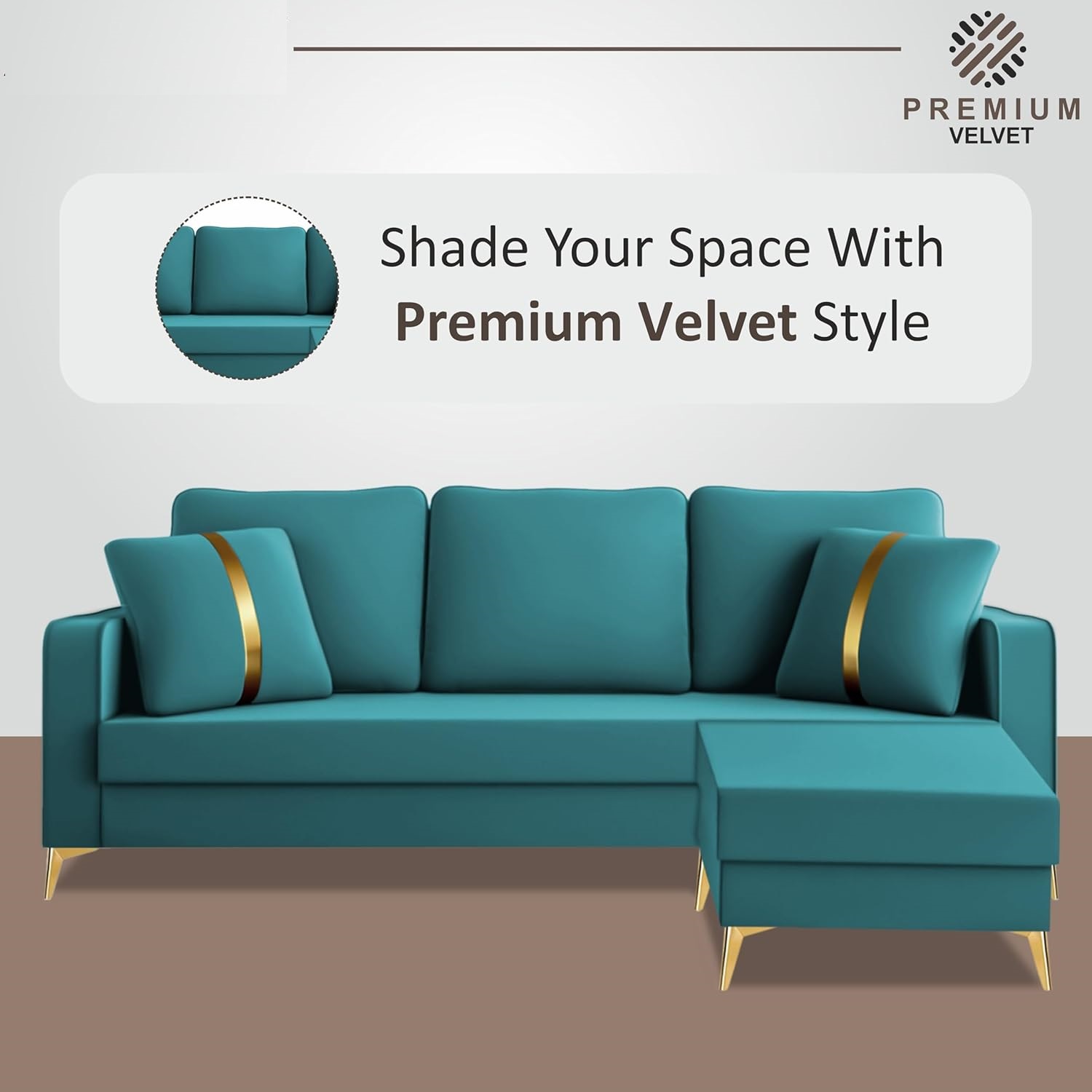 3 Seater L Shape Sofa in Blue Colour - Image 2