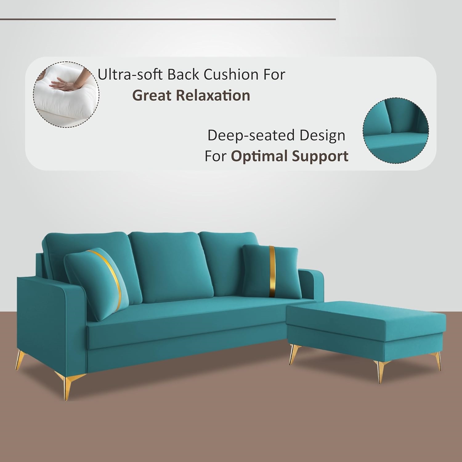 3 Seater L Shape Sofa in Blue Colour - Image 7