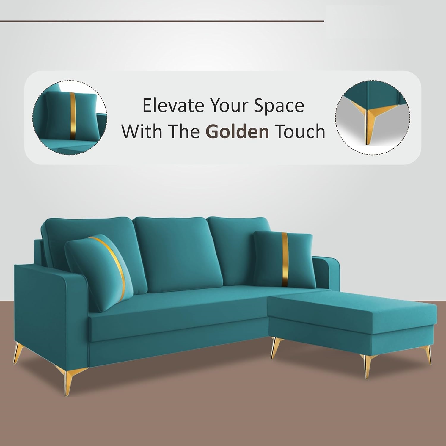3 Seater L Shape Sofa in Blue Colour - Image 6
