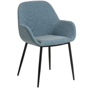 Kancha Velvet Fabric Dining Chair In Mint Blue Colour