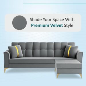 3 Seater L Shape Sofa in Grey Colour