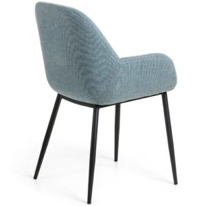 Kancha Velvet Fabric Dining Chair In Mint Blue Colour