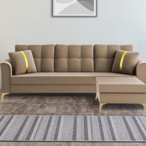 3 Seater L Shape Sofa in Light Brown Colour