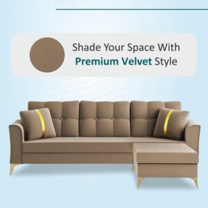 3 Seater L Shape Sofa in Light Brown Colour