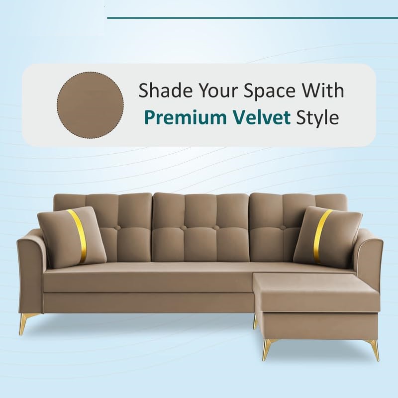 3 Seater L Shape Sofa in Light Brown Colour - Image 2