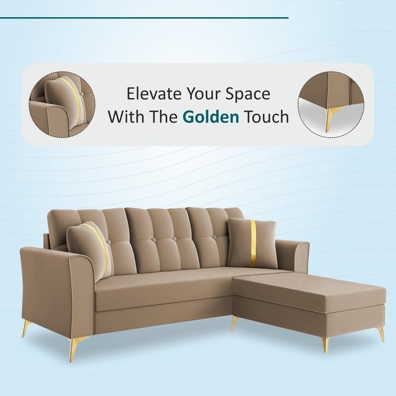 3 Seater L Shape Sofa in Light Brown Colour - Image 7