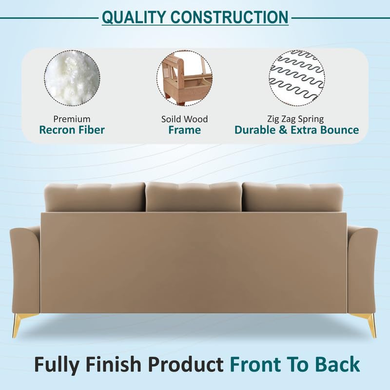 3 Seater L Shape Sofa in Light Brown Colour - Image 5