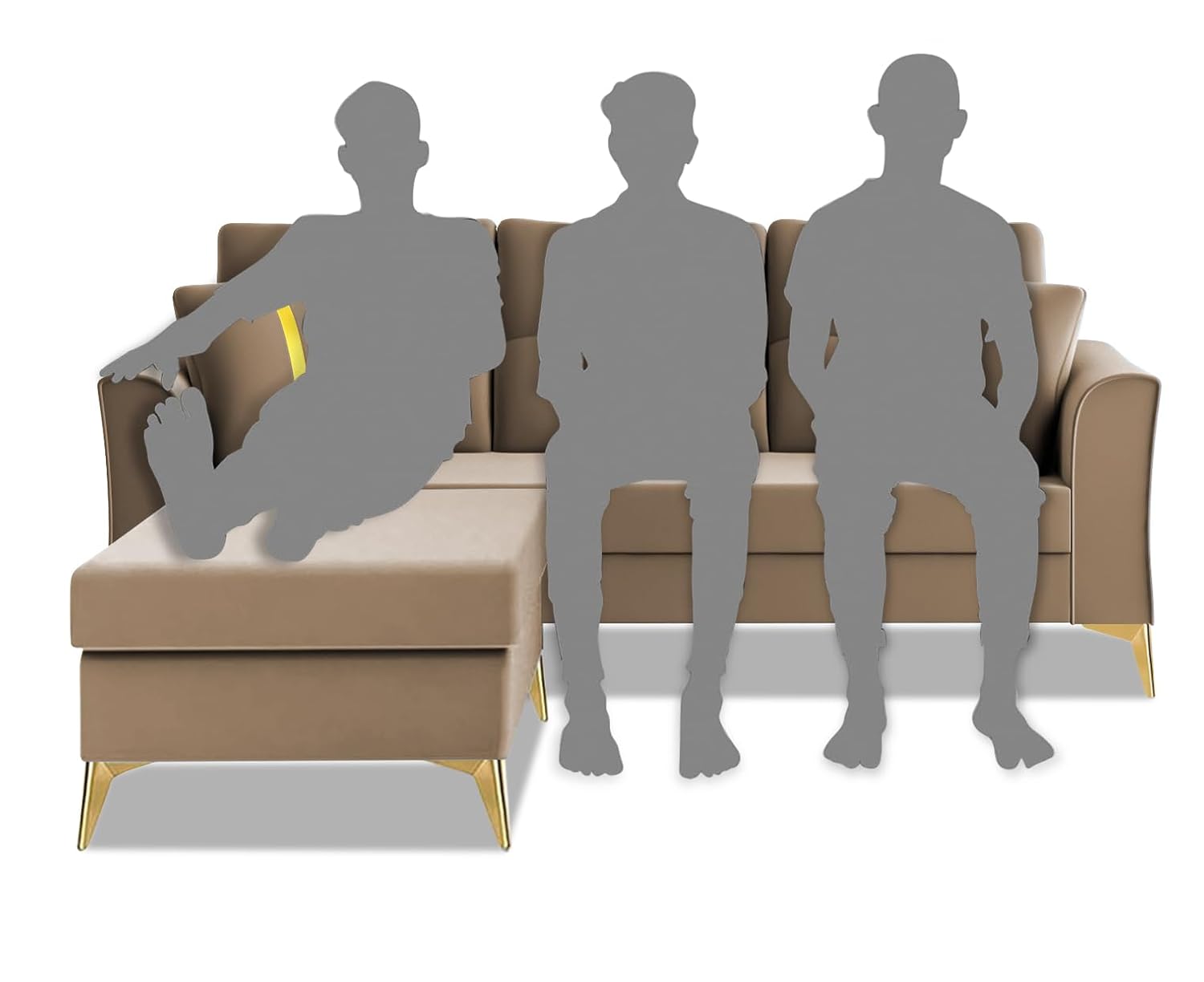3 Seater L Shape Sofa in Light Brown Colour - Image 3