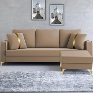 3 Seater L Shape Sofa in Light Brown Colour