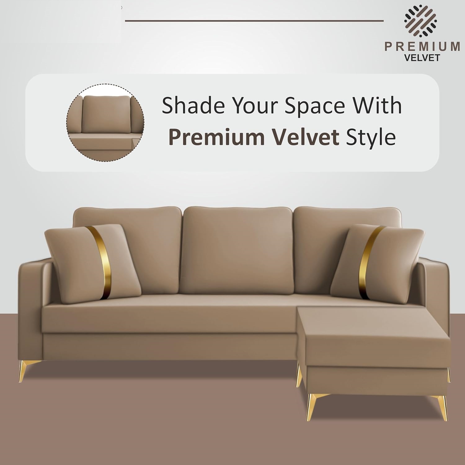 3 Seater L Shape Sofa in Light Brown Colour - Image 2